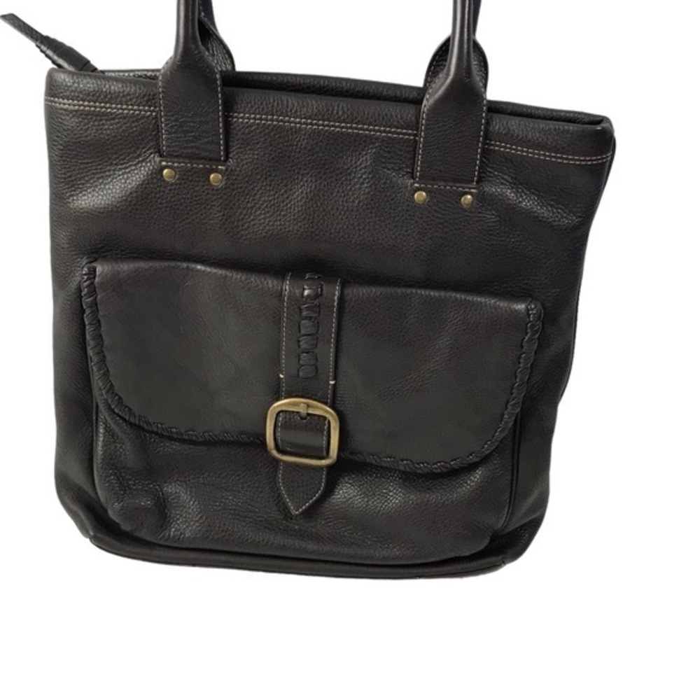 Levenger Distressed Brown Leather Hobo Tote - Picture 2 of 14